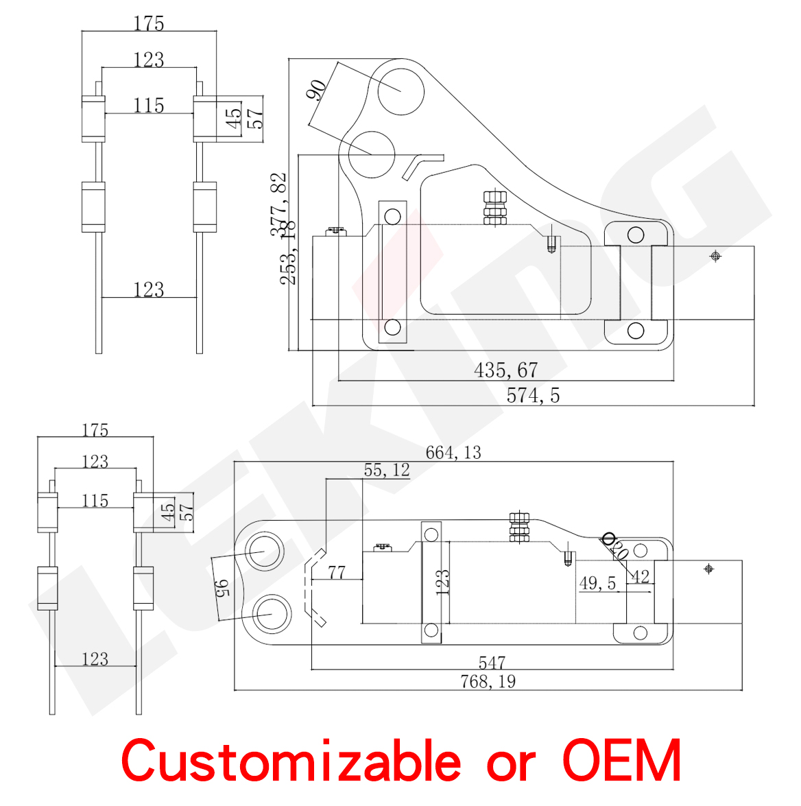 Hydraulic Hammer Size Details