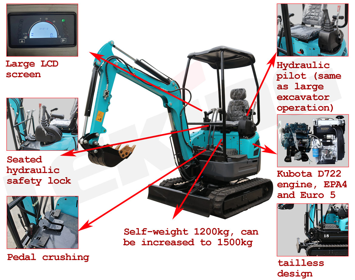 KV18 Mini Excavator Standard Configuration