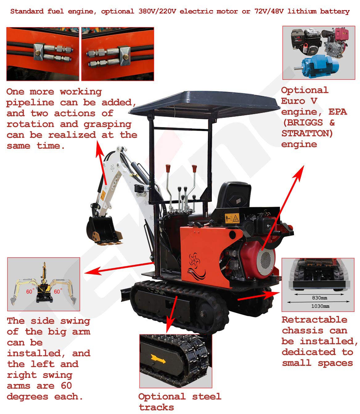 KV08 Mini Excavator Optional configuration