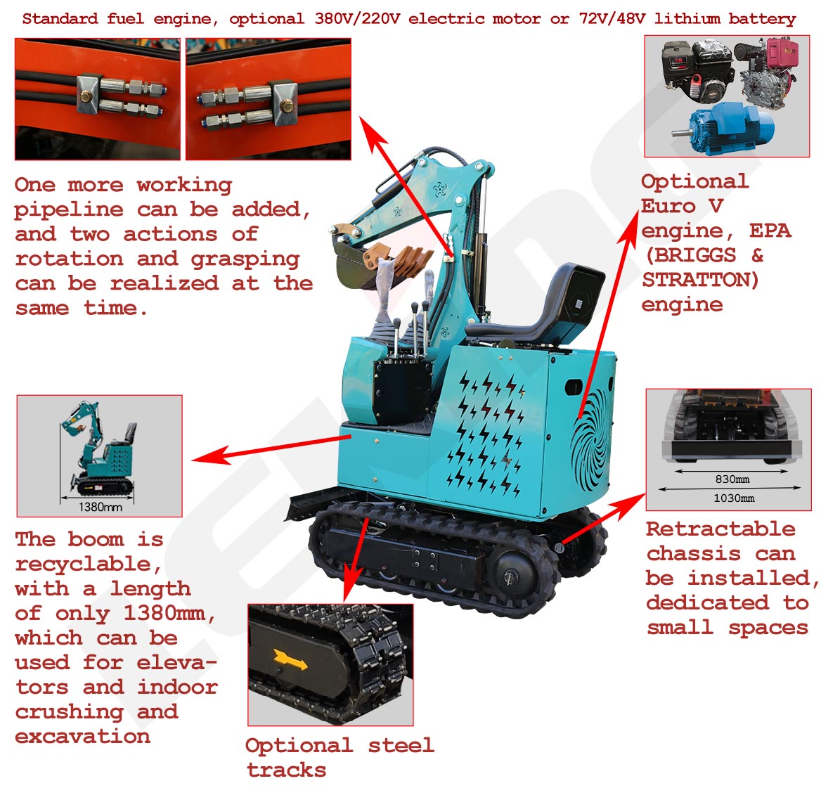 Mini Excavator KV09 Optional Configuration Mini Excavator KV09 Optional Configuration