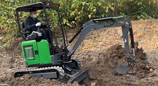 KV26 Mini Excavator Digging Trenches