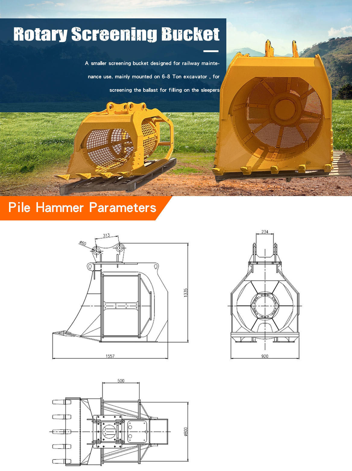 Drum screening bucket